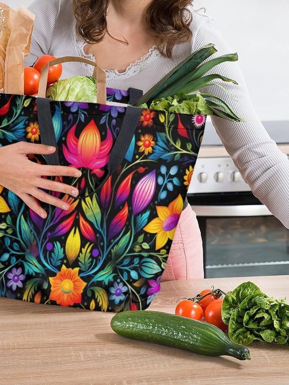 Canvas Tote Bag Large Women Casual Shoulder Bag Handbag Reusable Beach Shopping - Picture 2 of 5
